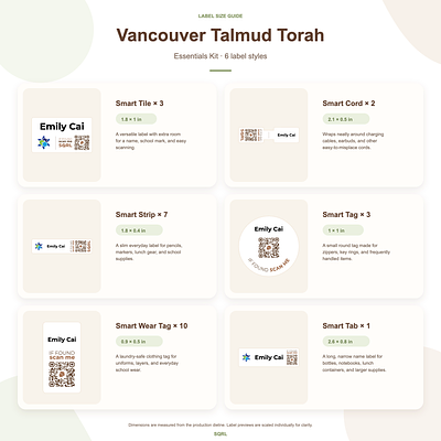 Vancouver Talmud Torah Essentials Kit Size Guide thumbnail